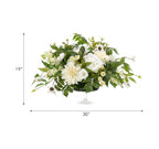 White Peony Dahlia, Faux Moss Garden