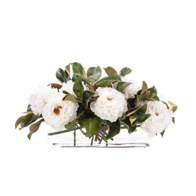 White Peony Magnolia Foliage, Faux Watergarden