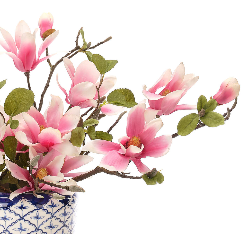 Pink Magnolia Flowers, Faux Watergarden