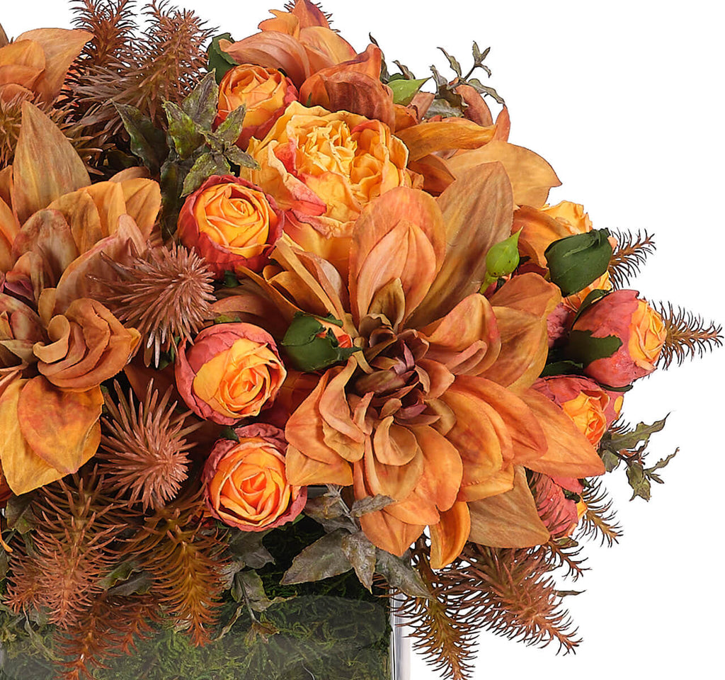 Dahlia Peony, Faux Moss Garden