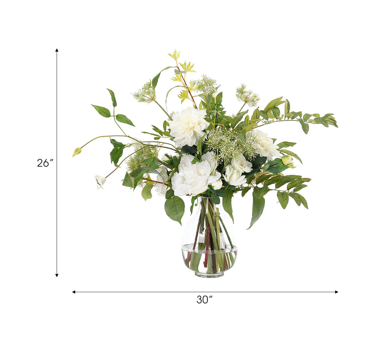White Peony Dahlia, Faux Watergarden