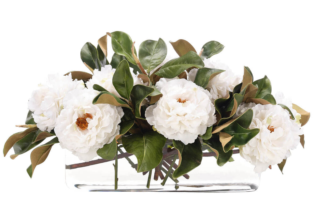 White Peony Magnolia Foliage, Faux Watergarden