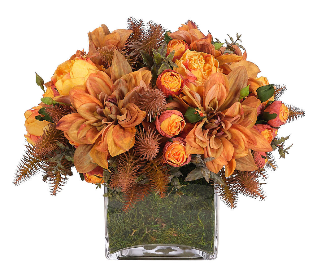 Dahlia Peony, Faux Moss Garden