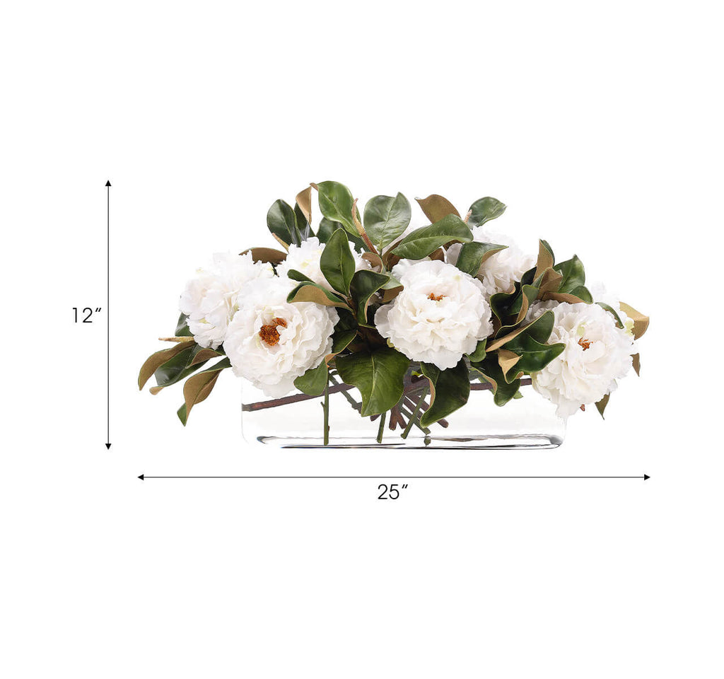 White Peony Magnolia Foliage, Faux Watergarden