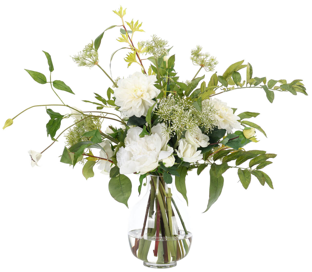 White Peony Dahlia, Faux Watergarden
