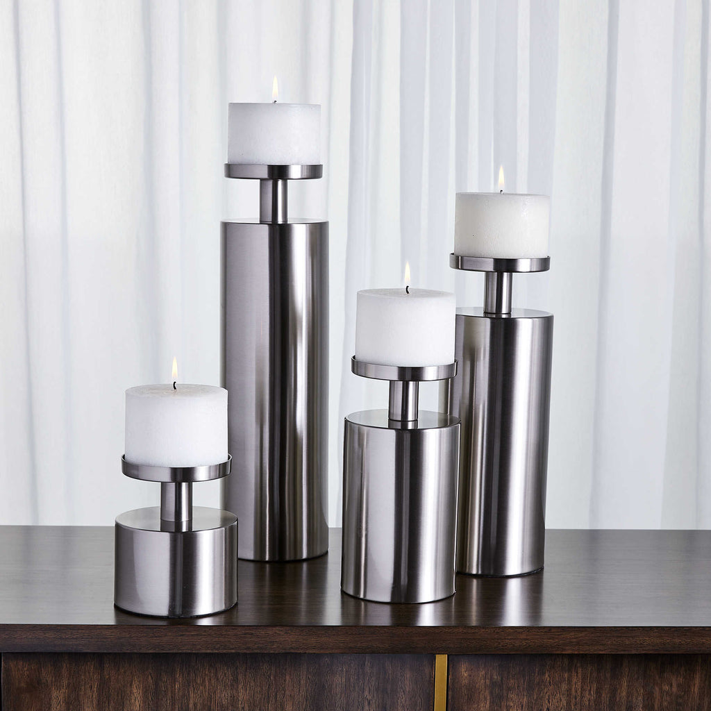 KAMDYN CANDLEHOLDERS - SILVER, S/4