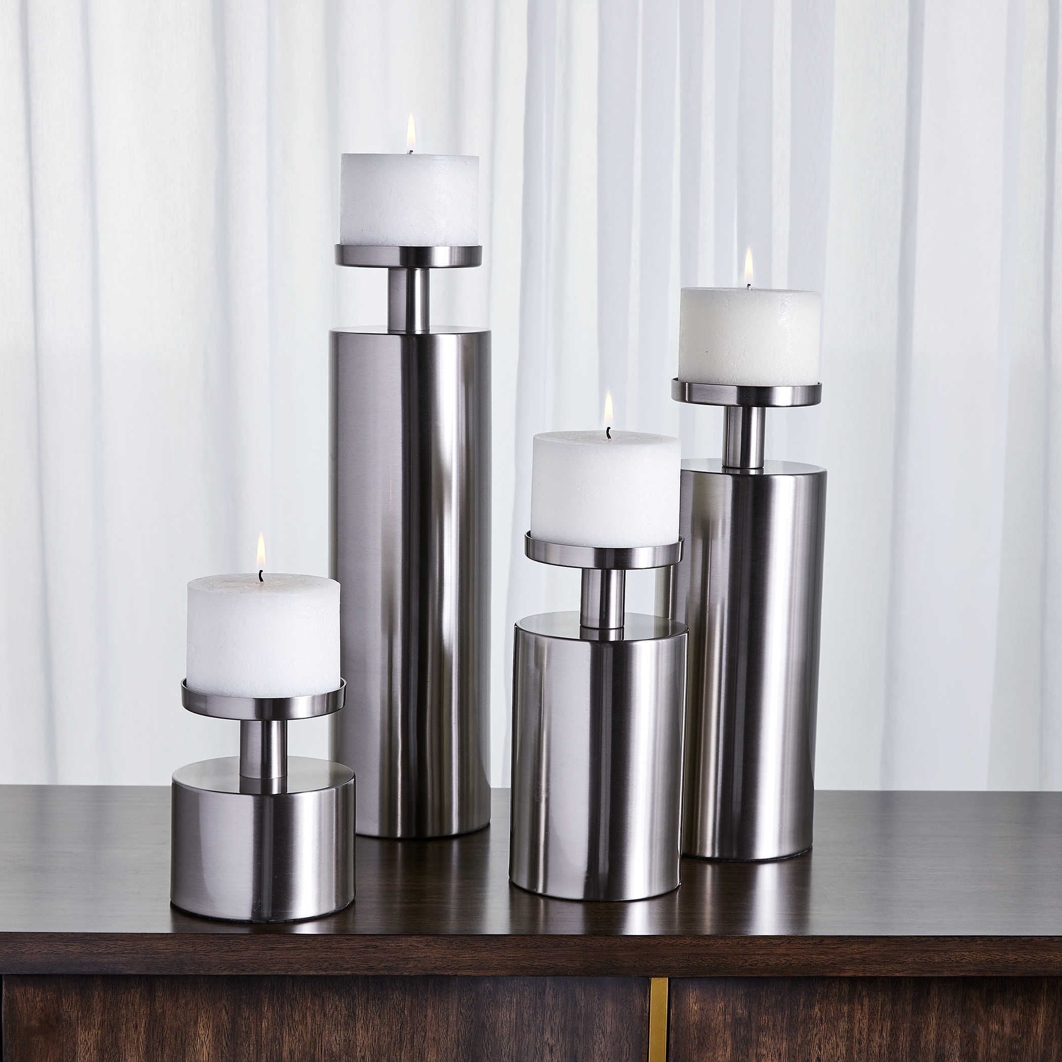 KAMDYN CANDLEHOLDERS - SILVER, S/4