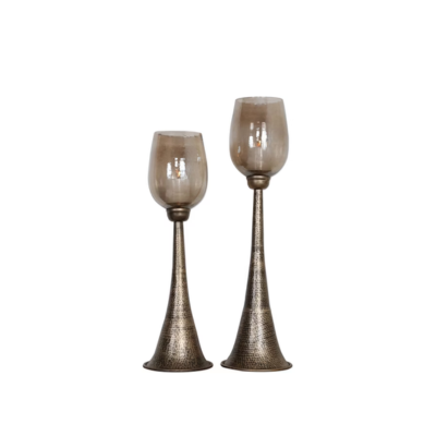 ANTIQUED GOLD  CANDLEHOLDERS