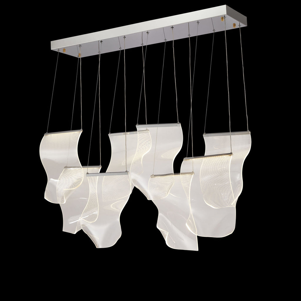 SHEER WAVES 8 LIGHT RECTANGULAR LED CHANDELIER