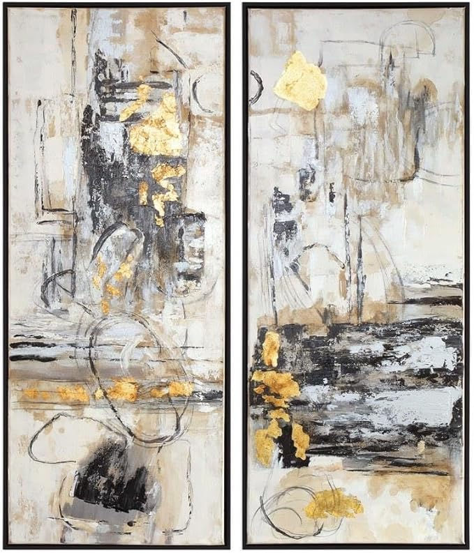 LIFE SCENES HAND PAINTED CANVASES, S/2