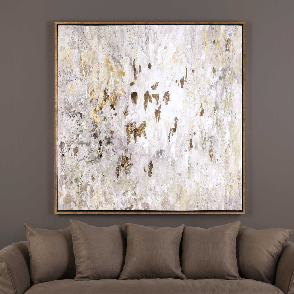 GOLDEN RAINDROPS HAND PAINTED CANVAS