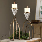HOME ACCENT CARMA BRONZE AND CRYSTAL CANDLEHOLDERS