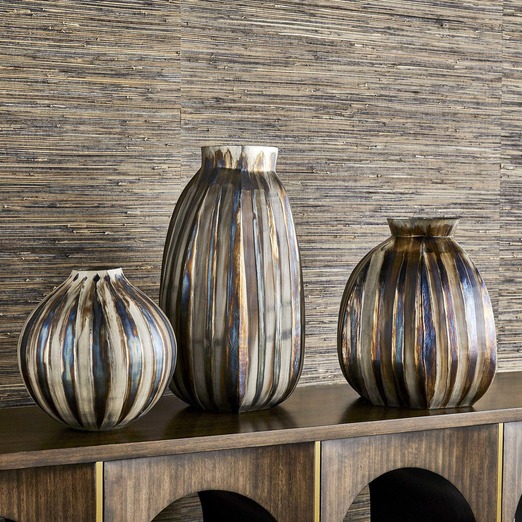 BLACK LEBEL RIPPLE VASE-BRONZE MEDIUM