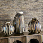 BLACK LEBEL RIPPLE VASE-BRONZE MEDIUM
