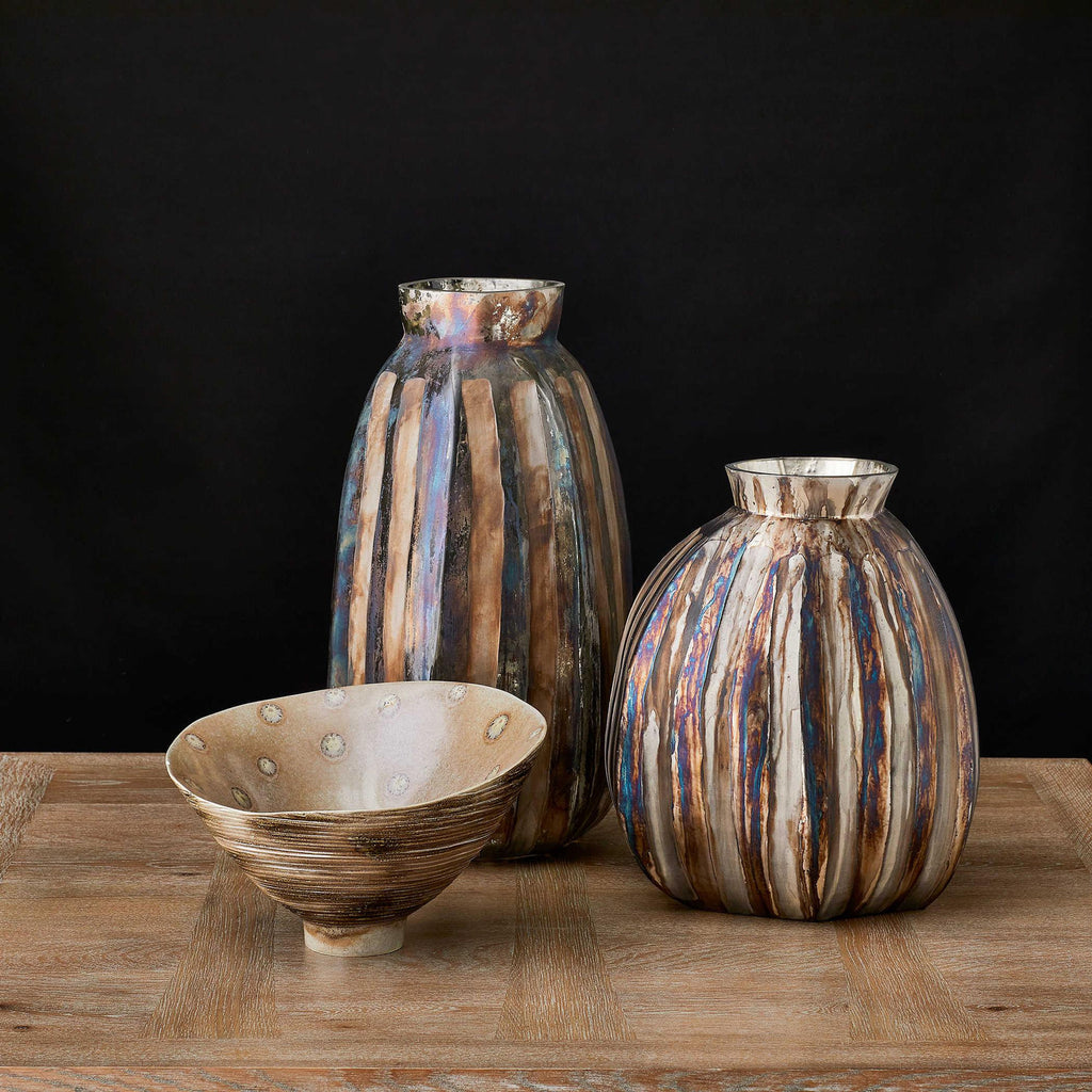 BLACK LEBEL RIPPLE VASE-BRONZE MEDIUM