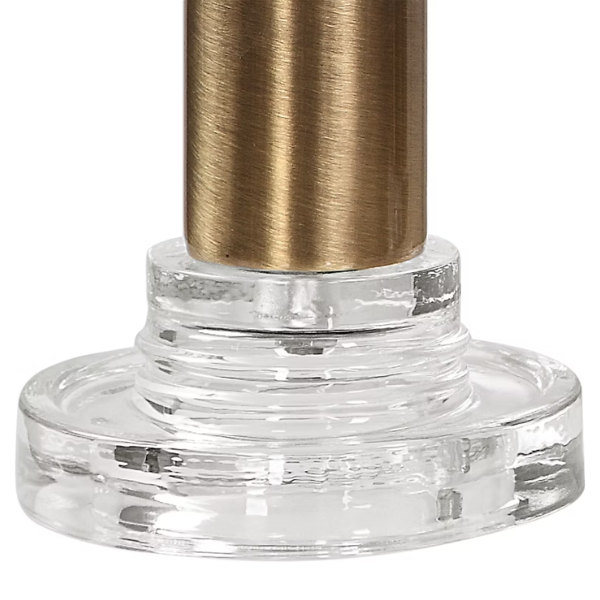 ACCENT LESLIE BRUSHED BRASD CANDLEHOLDERS, S/2