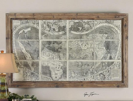 WOOD TREASURE MAP WALL ART